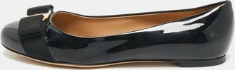 Ferragamo Black Patent Leather Varina Ballet Flats