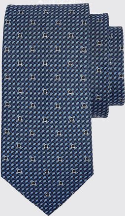Ferragamo Cravatta Gancini in seta con motivo monogram all-over