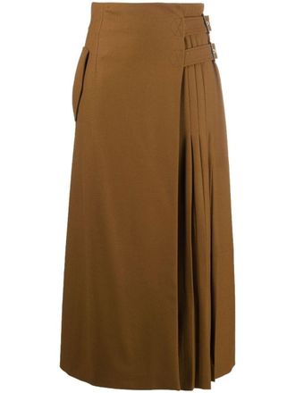 Alberta Ferretti Gonna midi plissettata - Marrone