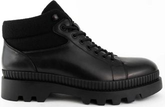 Sergio Moretti Gesloten Enkelboots - Heren - Veterlaarzen - Zwart - 43 EU - Leer - Schoenen