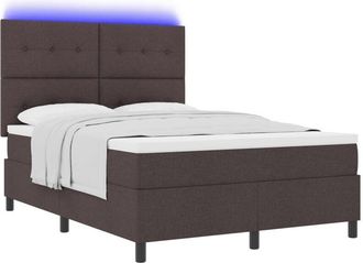 vidaXL Box Spring Bed with Mattress Dark brown 140 x 190 cm Fabric vidaXL