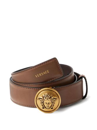 Versace Brown Solid Buckle Belt