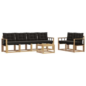 vidaXL Conjunto De Sof&aacute;s De Exterior Con Coj&iacute;n 7 Pcs Blanco Y Negro Vidaxl