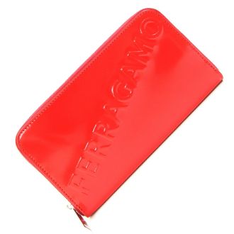 Ferragamo Red Color Leather Long Wallet (Bi-Fold) (Pre-Owned)