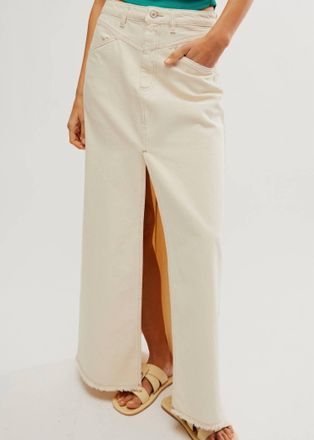 Free People Come As You Are Denim Maxi Skirt In Wisp