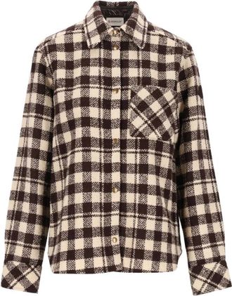 Moncler Camisa de Lana a Cuadros - Blouses & Shirts - Mujer - Marr&oacute;n - M