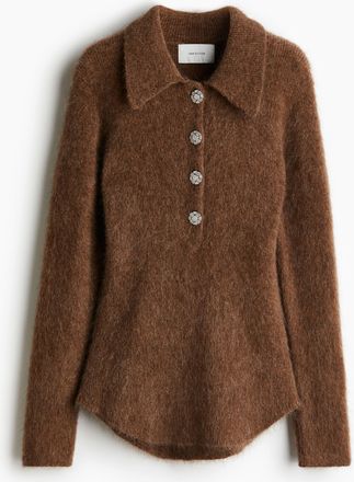 H&M Pullover aus Mohairmix mit Kragen - Beige