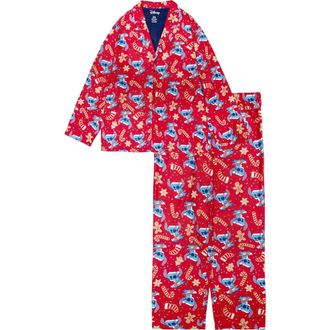 &Acirc;m&egrave; x Disney Dad Stitch Holiday Long Pajamas in Red at Nordstrom Rack, Size Medium