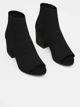 Eileen Fisher Womens Croft Stretch Open Toe Block Heels In Black Stretch