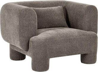 Beliani Armchair Brown Fabric Upholstery Plush Texture Cylindrical Legs Organic Style HOGBO