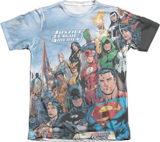 Gildan Jla Justice League Of America Adult 65/35 Poly/Cotton Short Sleeve Tee / T-Shirt