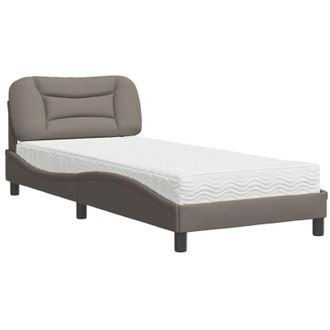 vidaXL Cama Con Colch&oacute;n Tela Gris Taupe 90x190 Cm Vidaxl