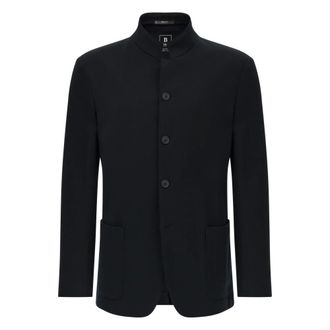 Boggi Milano Jassen, Heren, Zwart, M, Wol, B Tech Technische Wollen Jas