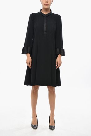 Balenciaga Chemisier Svasata con Dettagli in Satin Balenciaga