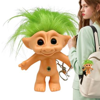Generic Vintage Lucky Troll Doll Keychain, 80s Decorations, 10 Cm Chromatic Anti-lost Key Ring, Pendant Keychain, Interesting Gift, Suitable for Girls and Wom