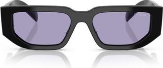 Prada 55mm Rectangular Sunglasses in Black /Violet at Nordstrom