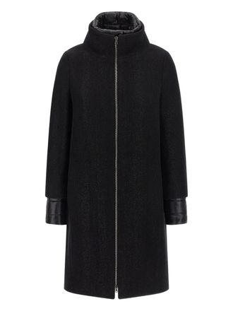 Herno zigzag-weave coat - women - Wool/Cotton/Viscose/Plastic/Nylon - 48 - Black
