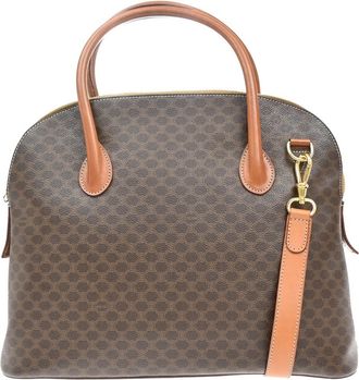 Celine Vintage Macadam Handbag Macadam Brown Pvc Bag (Pre-Owned)