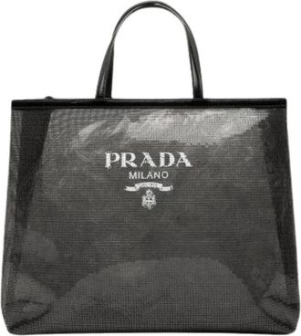Prada Pre-owned Mesh Tote - Dames - Vintage Shopper - Grijs - ONE Size - Pailletten - Vintage