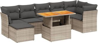 vidaXL Vidaxl - Set De Sof&aacute;s De Jard&iacute;n 8 Pzas Y Cojines Rat&aacute;n Sint&eacute;tico Gris