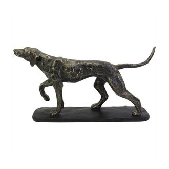 The Libra Company Hunter Dog Sculpture - Polyresin/Limestone - L10.4 x W50 x H25.2 cm in Bronze