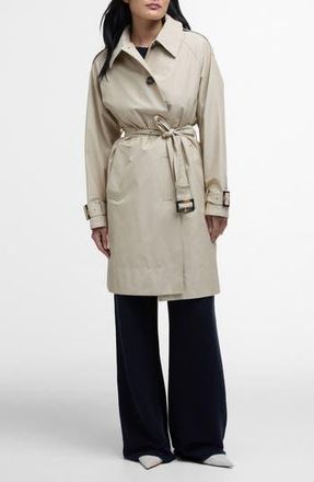 Barbour Maia Waterproof Trench Coat in Light Sand/rosemary Tartan at Nordstrom Rack, Size 14 Us / 18 Uk