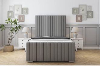 Sloomy Madison Dumfries Bed Frame With 50 Upholstered Headboard in Light Grey | Size: Small Single