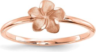 Diamond2Deal 14k Rose Gold Brushed & Polished Diamond-Cut Plumeria Ring