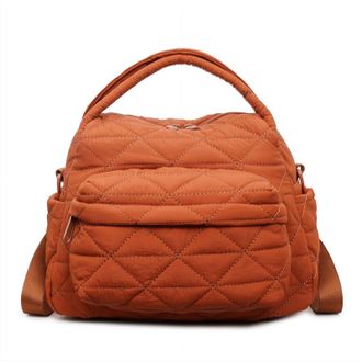 Generic 3-in-1 Quilted Crossbody Bag Womens Elegant Solid Color Shoulder Bag Zipper Crossbody Bags Soft Handle Handbag Purse (Orange)
