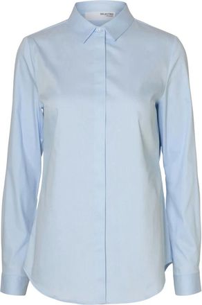 Selected Dames, Blouses & Shirts, Blauw, Maat: XS Katoen