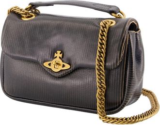 Vivienne Westwood Womens Anita Chain S Shoulder Bag - Vivienne Westwood Leather Black Calfskin Shoulder-Hobo-Bags