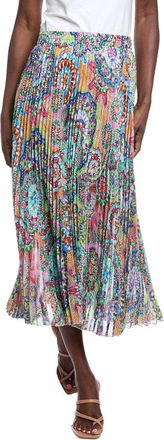 Johnny Was Raven Asymmetrical Pleated Skirt