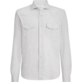 Brunello Cucinelli Easy-fit shirt with shoulder yoke in Pebble at Nordstrom, Size Xxx-Large Eu