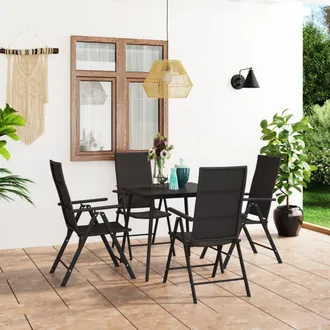 vidaXL Juego De Comedor Para Jard&iacute;n 5 Piezas Negro Vidaxl