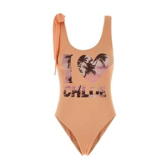 Chlo&eacute; One-Piece Zwempak met Strikbandjes - Dames - Badkleding - Roze - Maat: XS Polyamide