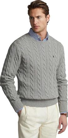 Polo Ralph Lauren Cable-Knit Cotton Sweater Mens Clothing Fawn Grey Heather : 2XL