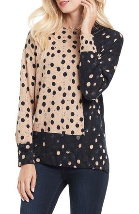 Nic+Zoe Mix & Mingle Colorblock Dot Print Sweater in Neutral Multi at Nordstrom, Size X-Small