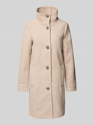 Tom Tailor Regular Fit Wollmantel mit Fischgr&auml;ten-Muster in Beige, Gr&ouml;&szlig;e XXXL