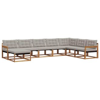 vidaXL Conjunto De Sof&aacute;s De Exterior 8 Pcs Gris Natural Y Claro Vidaxl