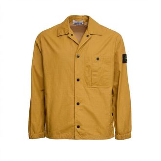 Stone Island Dubbel gecoat katoenen ripstop overshirt - Heren - Zomerjassen - Geel - M - Katoen - Jassen
