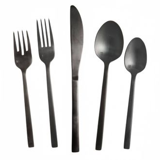 Arezzo Brushed Flatware Set - 20 Pieces In Black