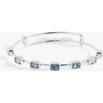 Alex and Ani March Birthstone Emerald Cut Bangle in Silver at Nordstrom