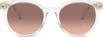 Michael Kors logo-plaque round sunglasses - women - Acetate - 53 - Neutrals