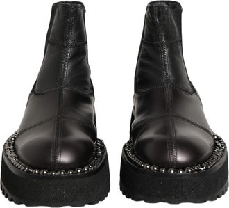 Dolce & Gabbana Mens Black Leather Slip On Chelsea Boots Shoes