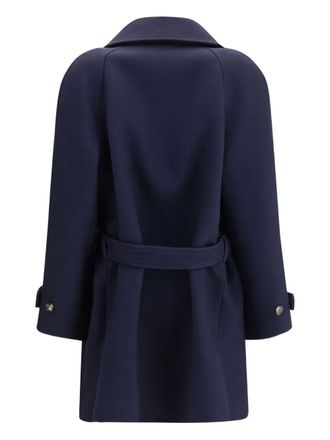 Loewe button belt double breasted peacoat - women - Wool/Silk - 36 - Blue