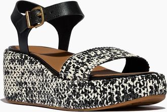 FitFlop Womens Fitflop Platfforms Wedge Faux Suede Womens Black/Ivory Sandals - Size: 8