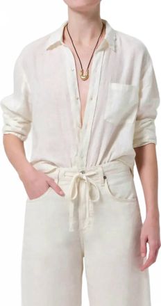 Citizens Of Humanity Kayla Shrunken Linen Shirt In Vanilla