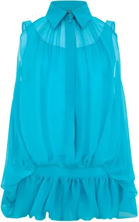 Alberta Ferretti Shirt with gathered hem - female - Alberta Ferretti - Sleeveless Tops - Blue - S - Tops