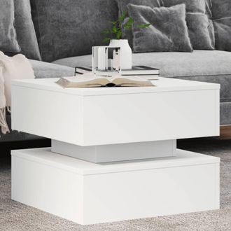 vidaXL Mesa De Centro Con Luces Led Blanco 50x50x40 Cm Vidaxl