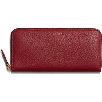 Shinola Continental Pebble Leather Zip Wallet in Ruby at Nordstrom